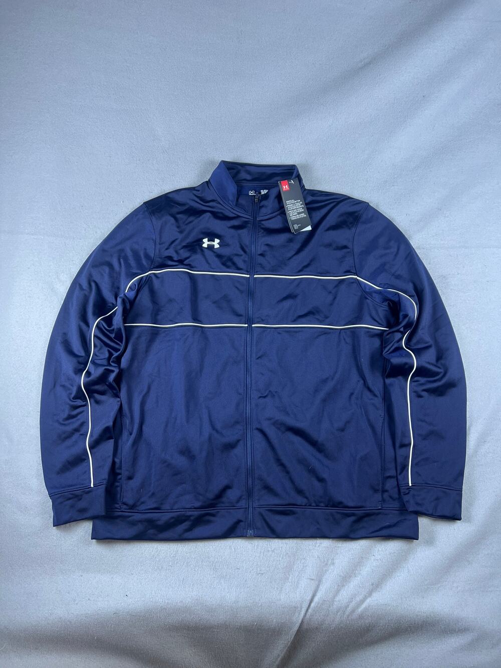 Under Armour Rival Knot Warm Up Jacket Womens XL Blue USA Spellout Athletic NEW